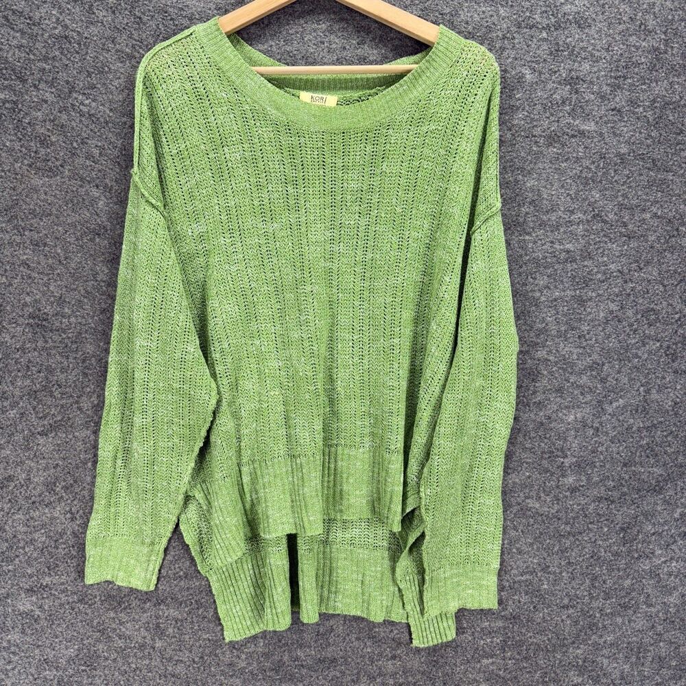 Kori America Sweater Pullover Women S Small Green Long Sleeve Knit Round Neck